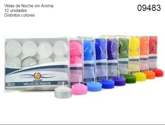 Imagen de VELAS DE NOCHE DE COLOR S/AROMA X12 5.25